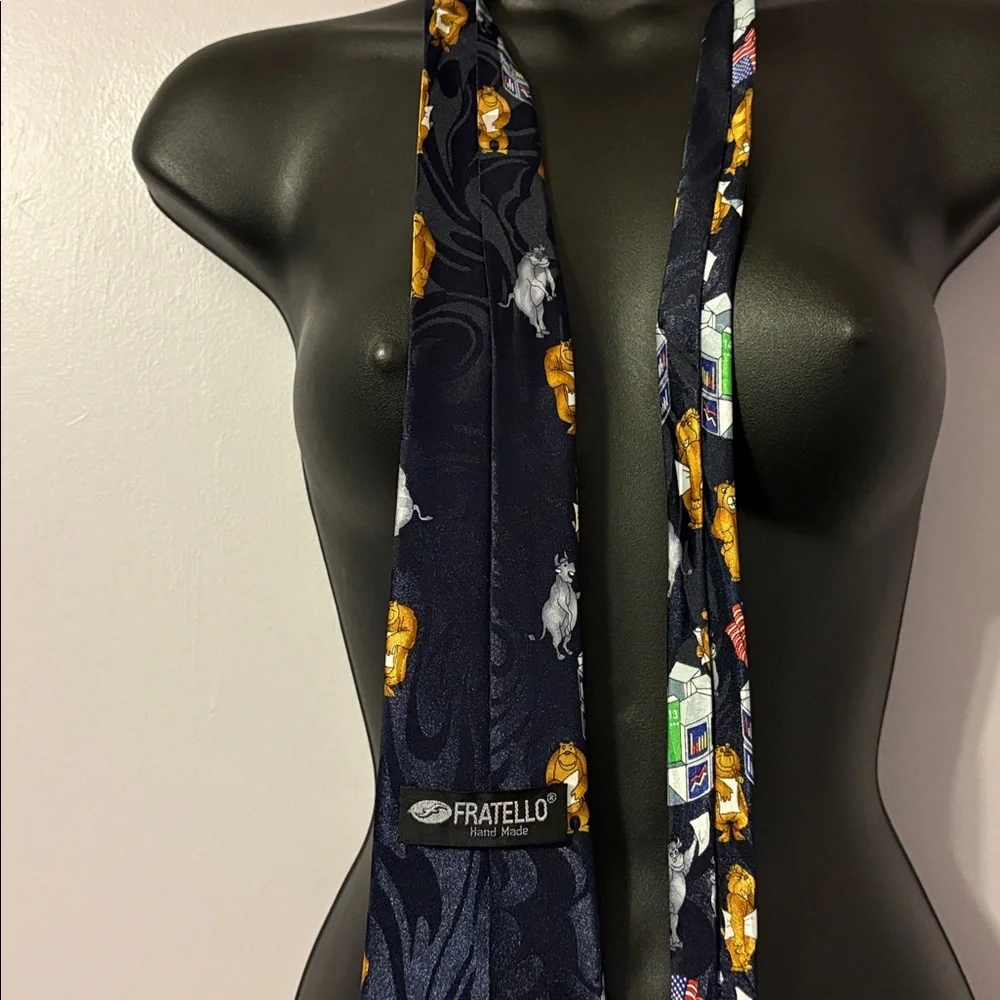 Fratello Vintage Stock Market Bulls and Bears Tie Necktie